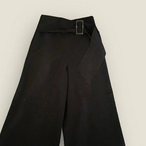 Black Flared Pants With Belt